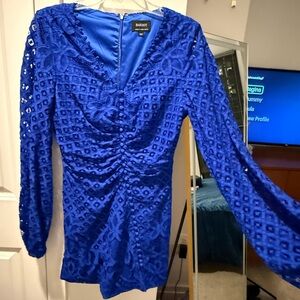 Bardot Royal Blue Long Sleeve Lace Dress